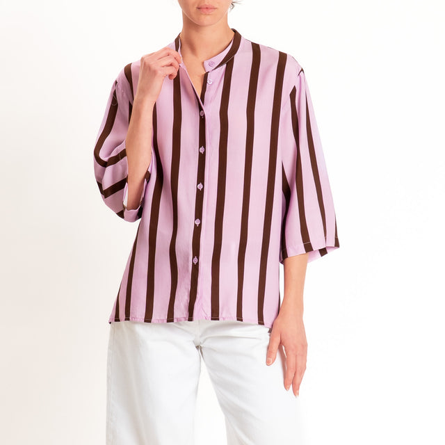 Dixie-Camicia a righe collo coreana - lilla/moro