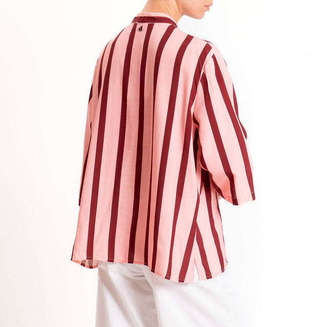 Dixie-Camicia a righe collo coreana - rosa/vino