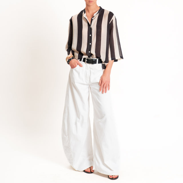 Dixie-Camicia a righe collo coreana - sand/nero