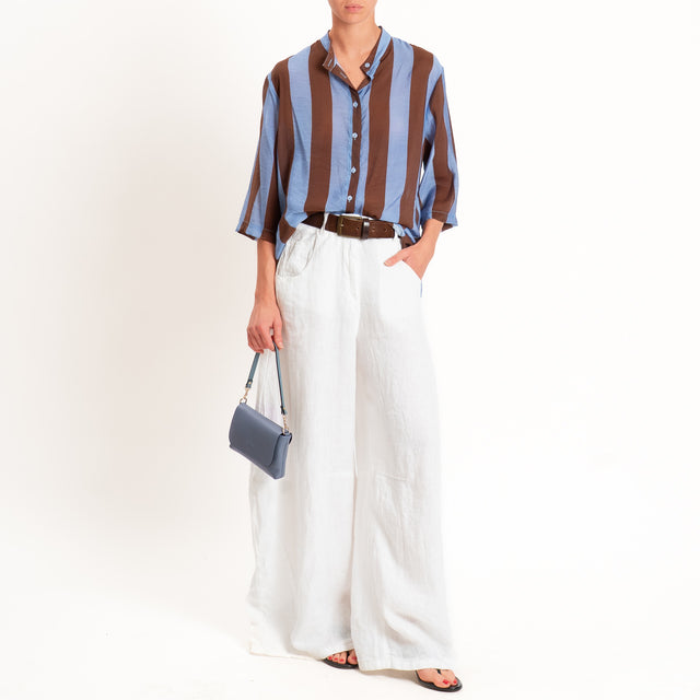 Dixie-Camicia a righe collo coreana - celeste/moro