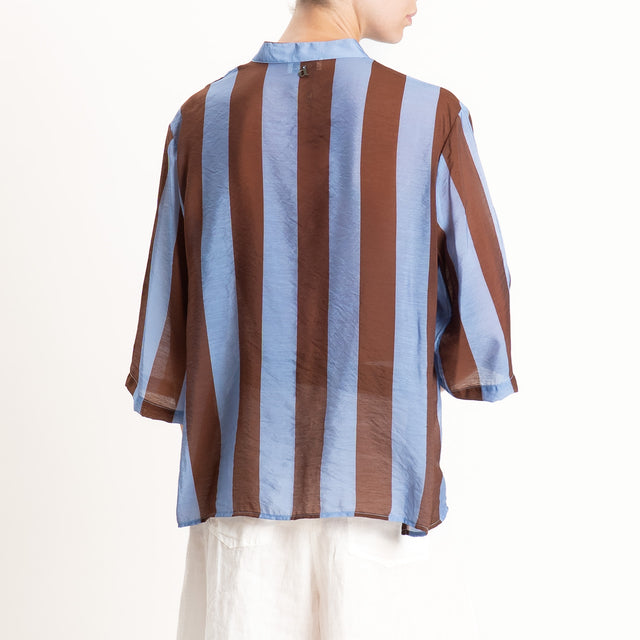 Dixie-Camicia a righe collo coreana - celeste/moro
