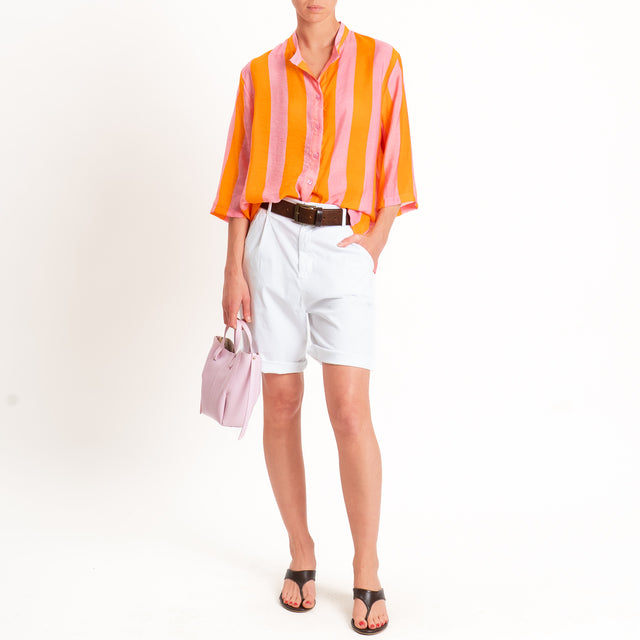 Dixie-Camicia a righe collo coreana - rosa/arancio