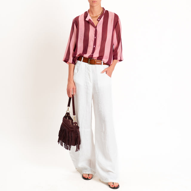 Dixie-Camicia a righe collo coreana - rosa/bordeaux