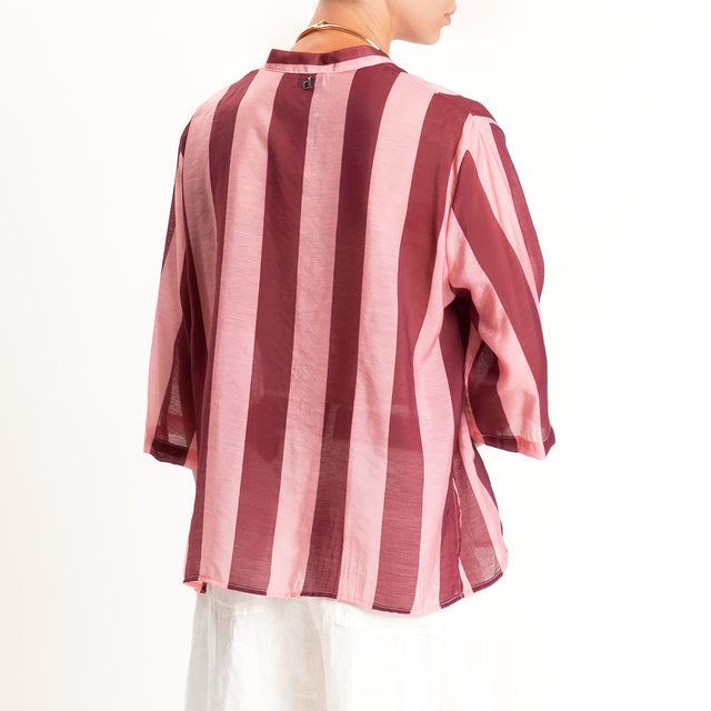 Dixie-Camicia a righe collo coreana - rosa/bordeaux