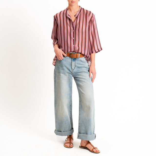 Dixie-Camicia mussola a righe - mauve/moro