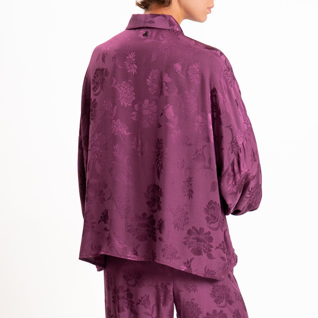 Dixie-Camicia satin floreale - malva