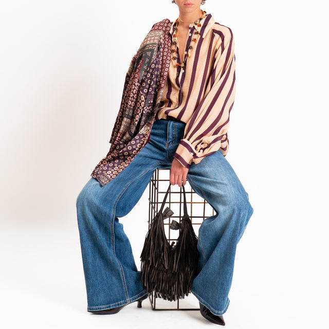 Dixie-Camicia a righe manica palloncino - peach/bordeaux