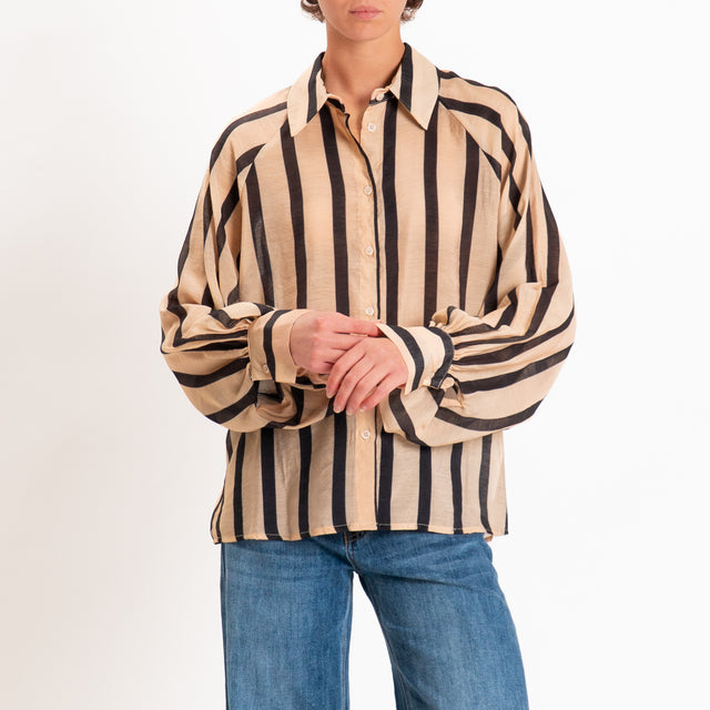 Dixie-Camicia a righe manica palloncino - nero/peach