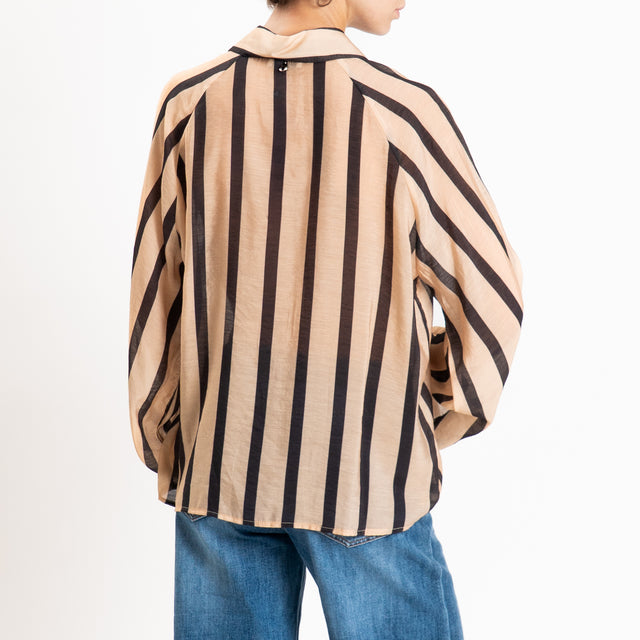 Dixie-Camicia a righe manica palloncino - nero/peach