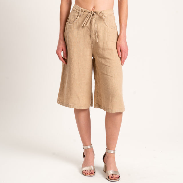 Dixie-Bermuda lino stone wash - Beige