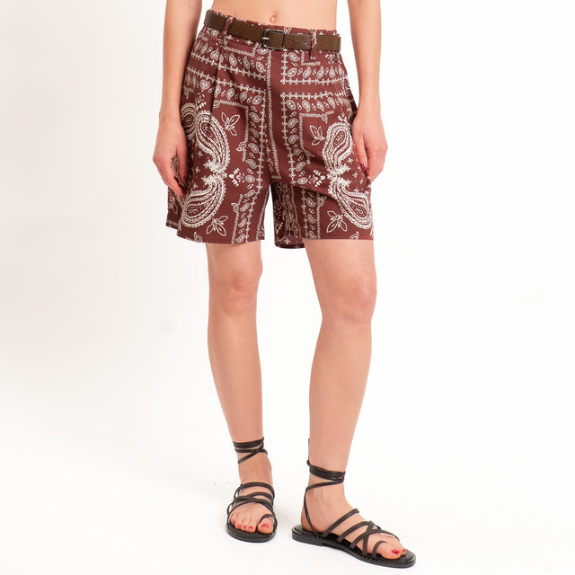 Dixie-Shorts fantasia bandana elastico dietro - Bordeaux
