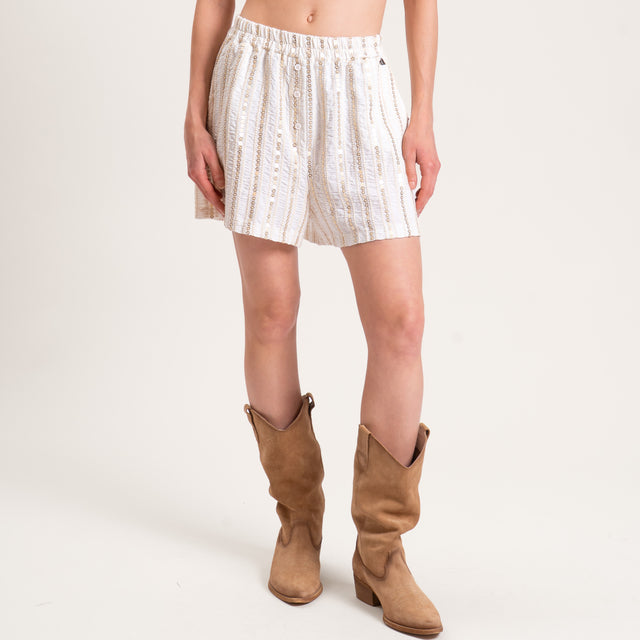 Dixie-Shorts elastico in vita con paillettes - burro