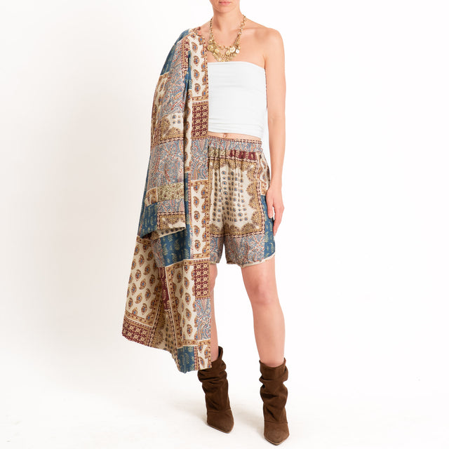 Dixie-Short sfantasia cashmere - sand/india/avio