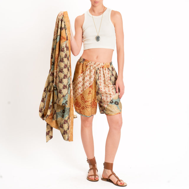 Dixie-Shorts fantasia elastico in vita - beige/salvia/coccio