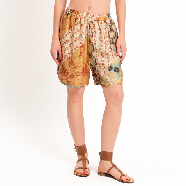 Dixie-Shorts fantasia elastico in vita - beige/salvia/coccio