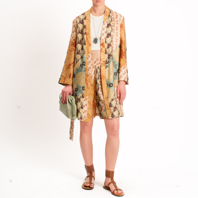 Dixie-Shorts fantasia elastico in vita - beige/salvia/coccio