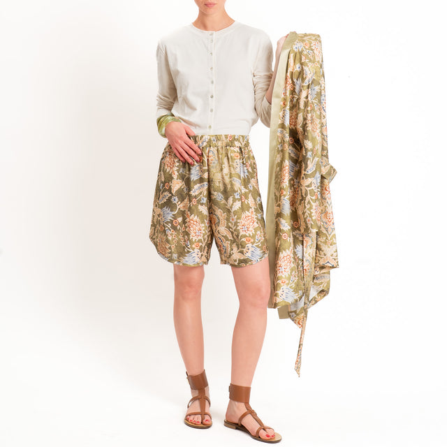 Dixie-Shorts fantasia floreale elastico in vita - verde/beige/jeans