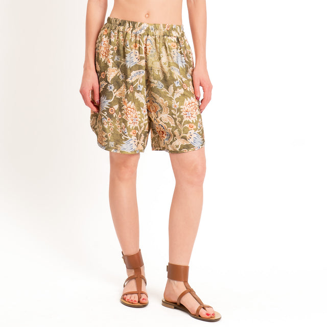 Dixie-Shorts fantasia floreale elastico in vita - verde/beige/jeans