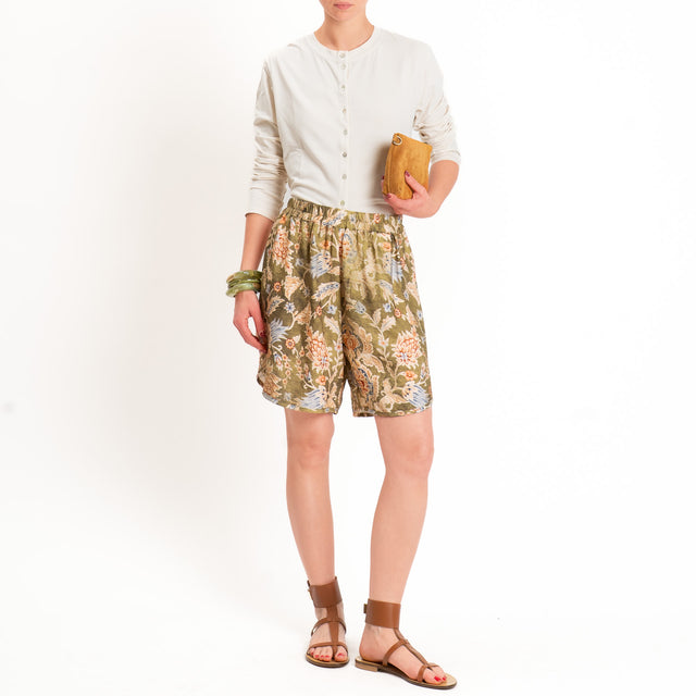 Dixie-Shorts fantasia floreale elastico in vita - verde/beige/jeans