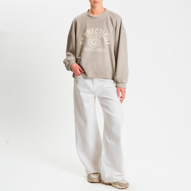 Dixie-Felpa oversize con stampa - biege