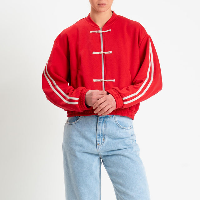 Dixie-Bomber mandarin in felpa bande laterali - rosso