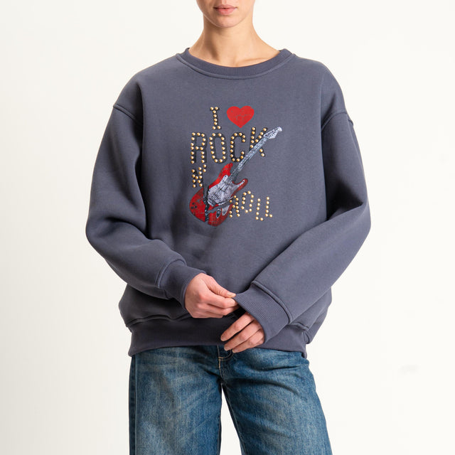 Dixie-Felpa heavy neoprene "I LOVE ROCK N' ROLL" - piombo