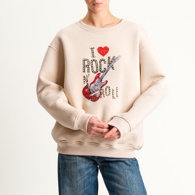 Dixie-Felpa heavy neoprene "I LOVE ROCK N' ROLL" - beige