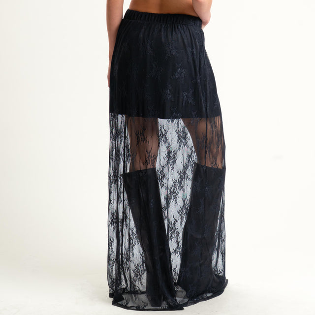 Dixie-Gonna in pizzo elastico in vita - nero