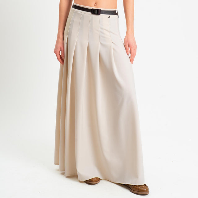 Dixie-Gonna pieghe con cintura - panna
