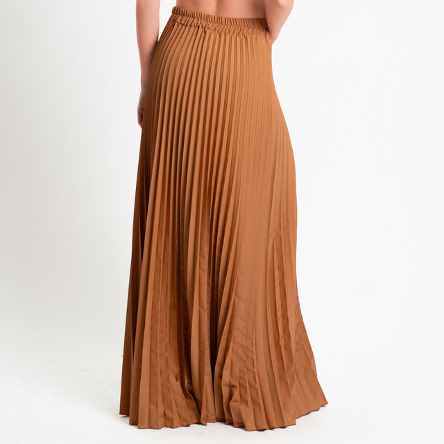 Dixie-Gonna plissè elastico in vita - cognac