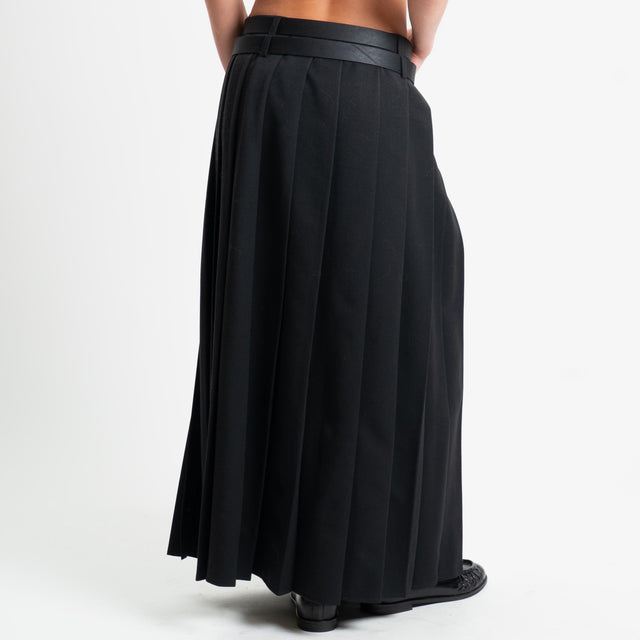 Dixie-Gonna pieghe doppia cintura - nero