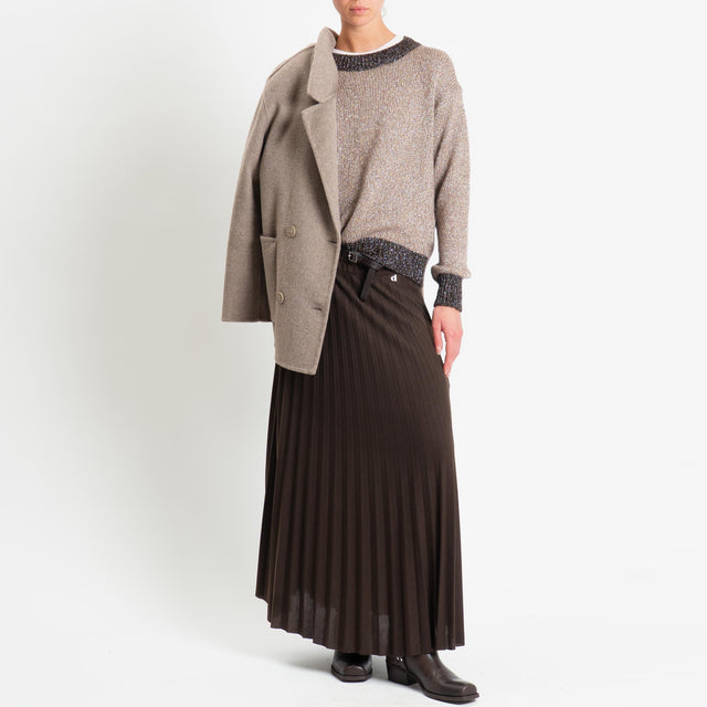 Dixie-Gonna plisse elastico in vita - moro