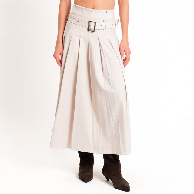 Dixie-Gonna pieghe con cintura - panna