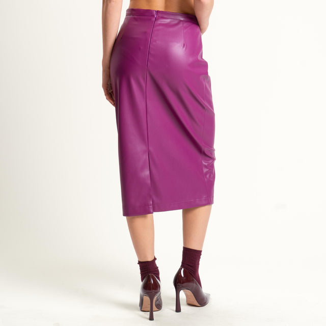 Dixie-Gonna similpelle spacco dietro - malva