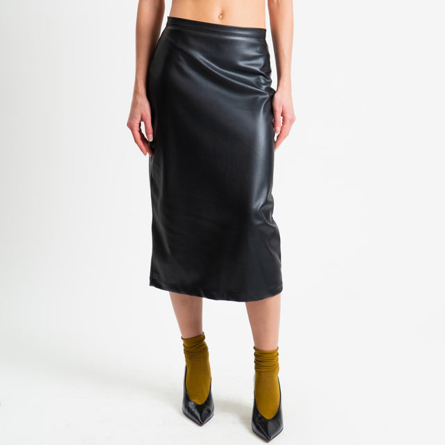 Dixie-Gonna similpelle spacco dietro - nero