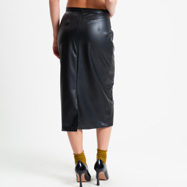 Dixie-Gonna similpelle spacco dietro - nero