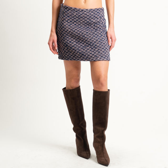 Dixie-Gonna in tweed misto lana - blu/moro/sand