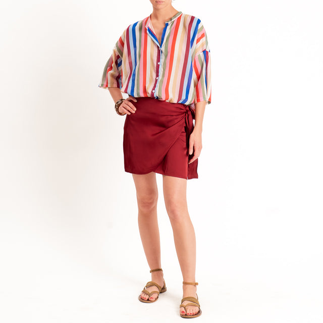 Dixie-Gonna corta pareo in satin - Bordeaux