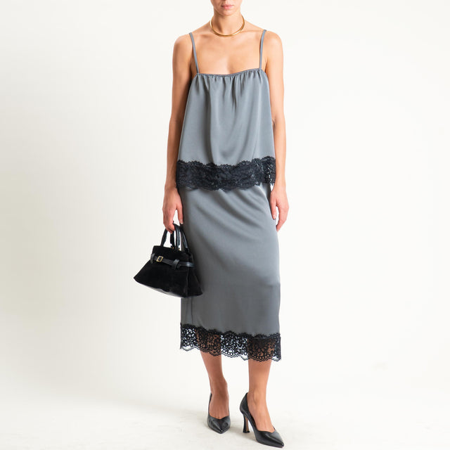 Dixie-Gonna con pizzo elastico - grigio