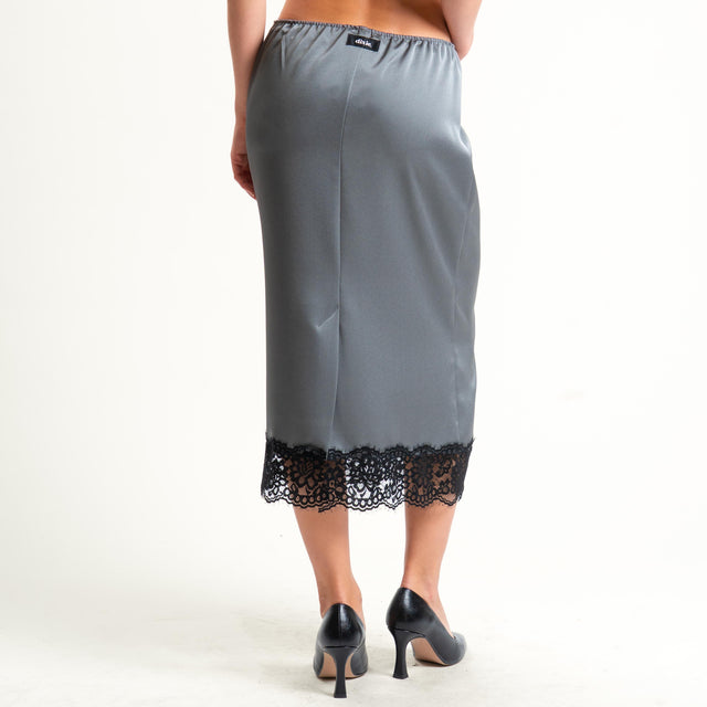 Dixie-Gonna con pizzo elastico - grigio