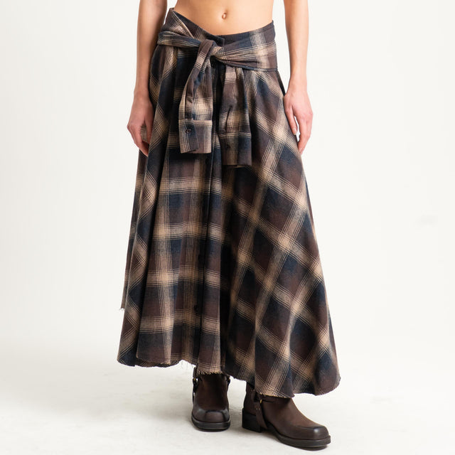 Dixie-Gonna quadri in flanella - moro/beige