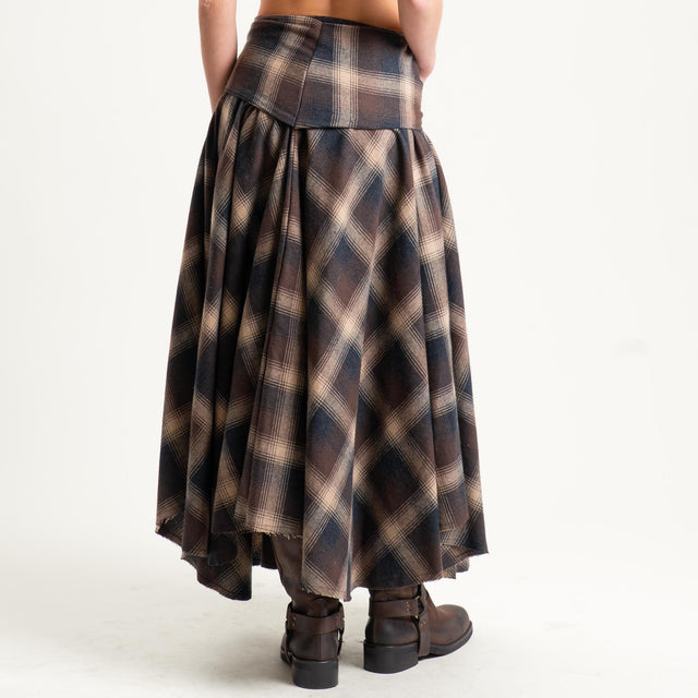 Dixie-Gonna quadri in flanella - moro/beige