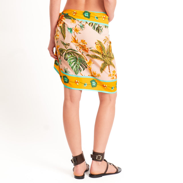 Dixie-Gonna corta pareo fantasia tropical - rosa/arancio/verde