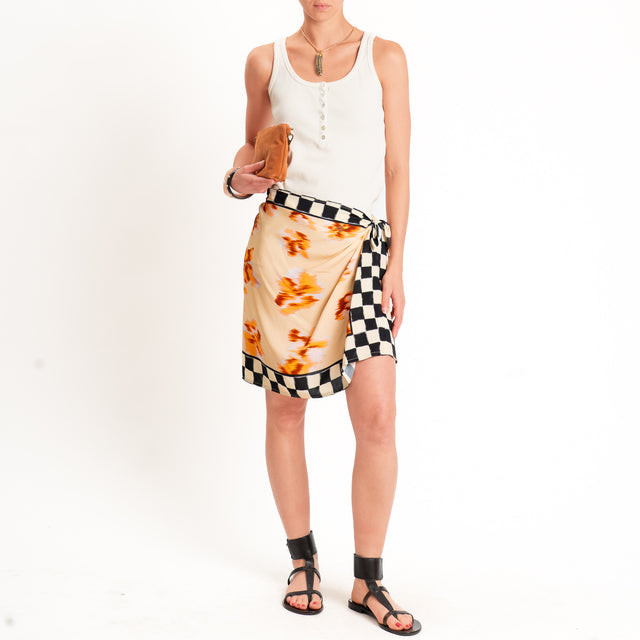 Dixie- Minigonna pareo fantasia - beige/nero/orange