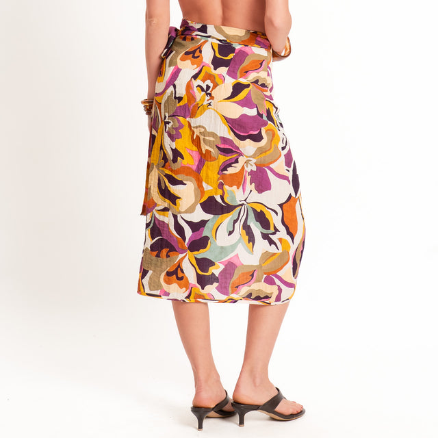 Dixie-Gonna portafoglio fantasia floreale - burro/purple/ocra