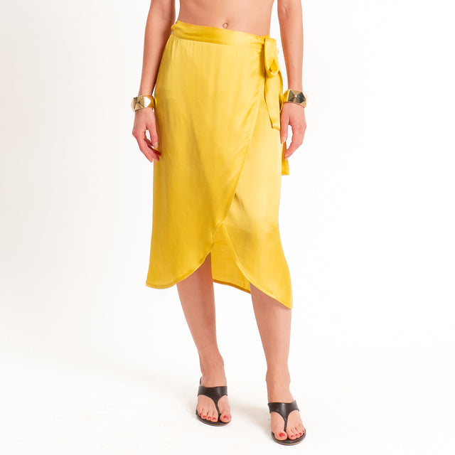 Dixie-Gonna pareo in satin - giallo
