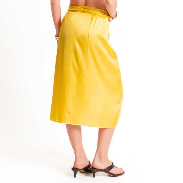 Dixie-Gonna pareo in satin - giallo