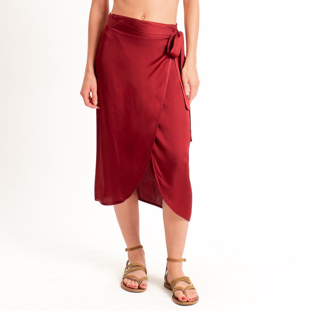 Dixie-Gonna pareo in satin - Bordeaux