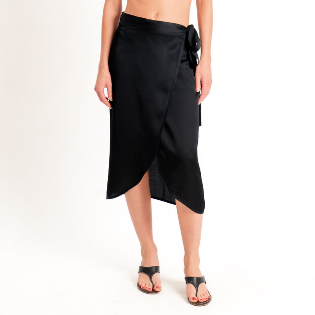Dixie-Gonna pareo in satin - Nero