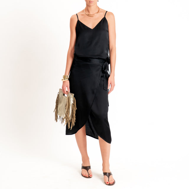 Dixie-Gonna pareo in satin - Nero